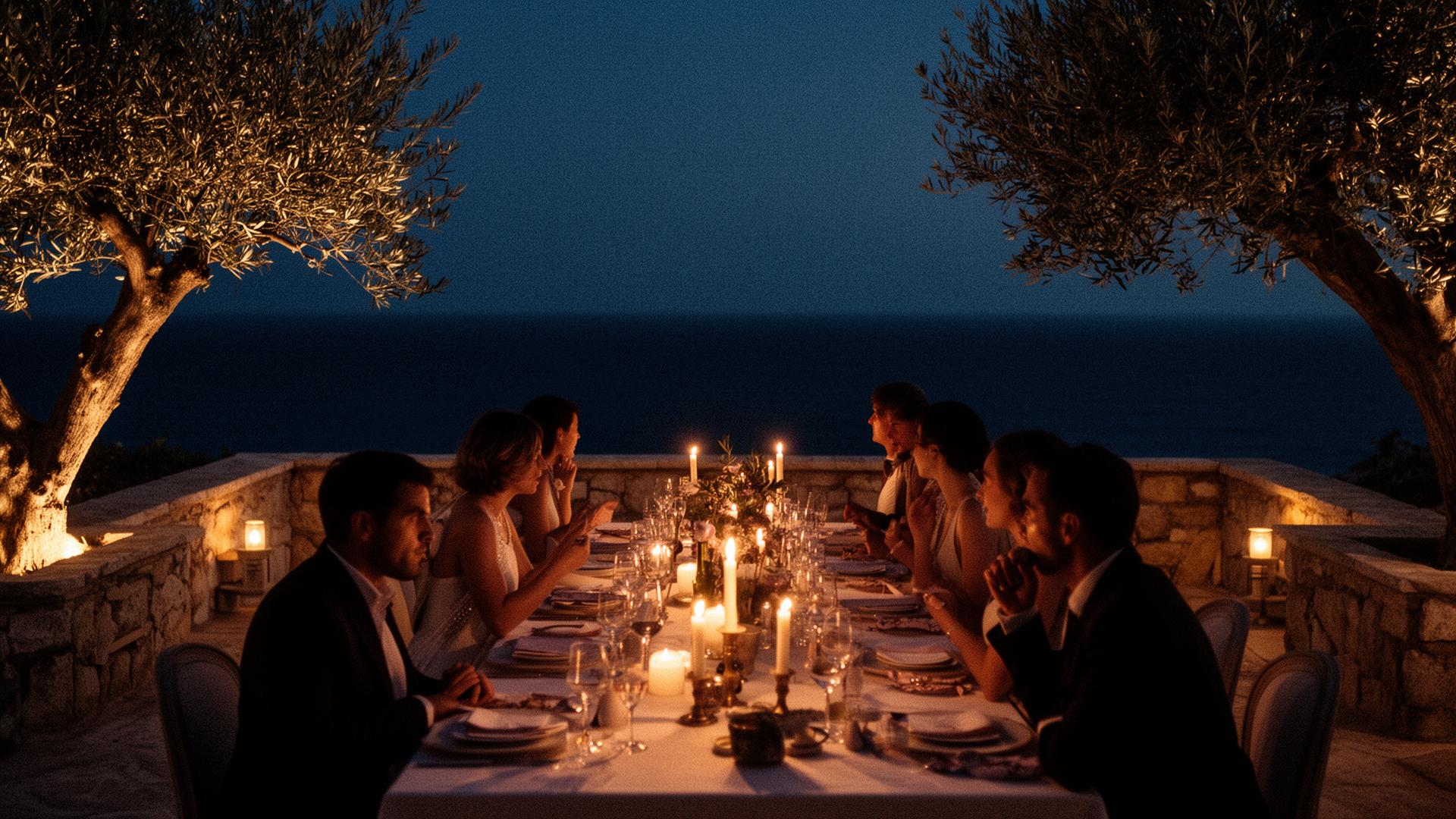 Soirée entre entrepreneurs sur une terrasse au coucher du soleil